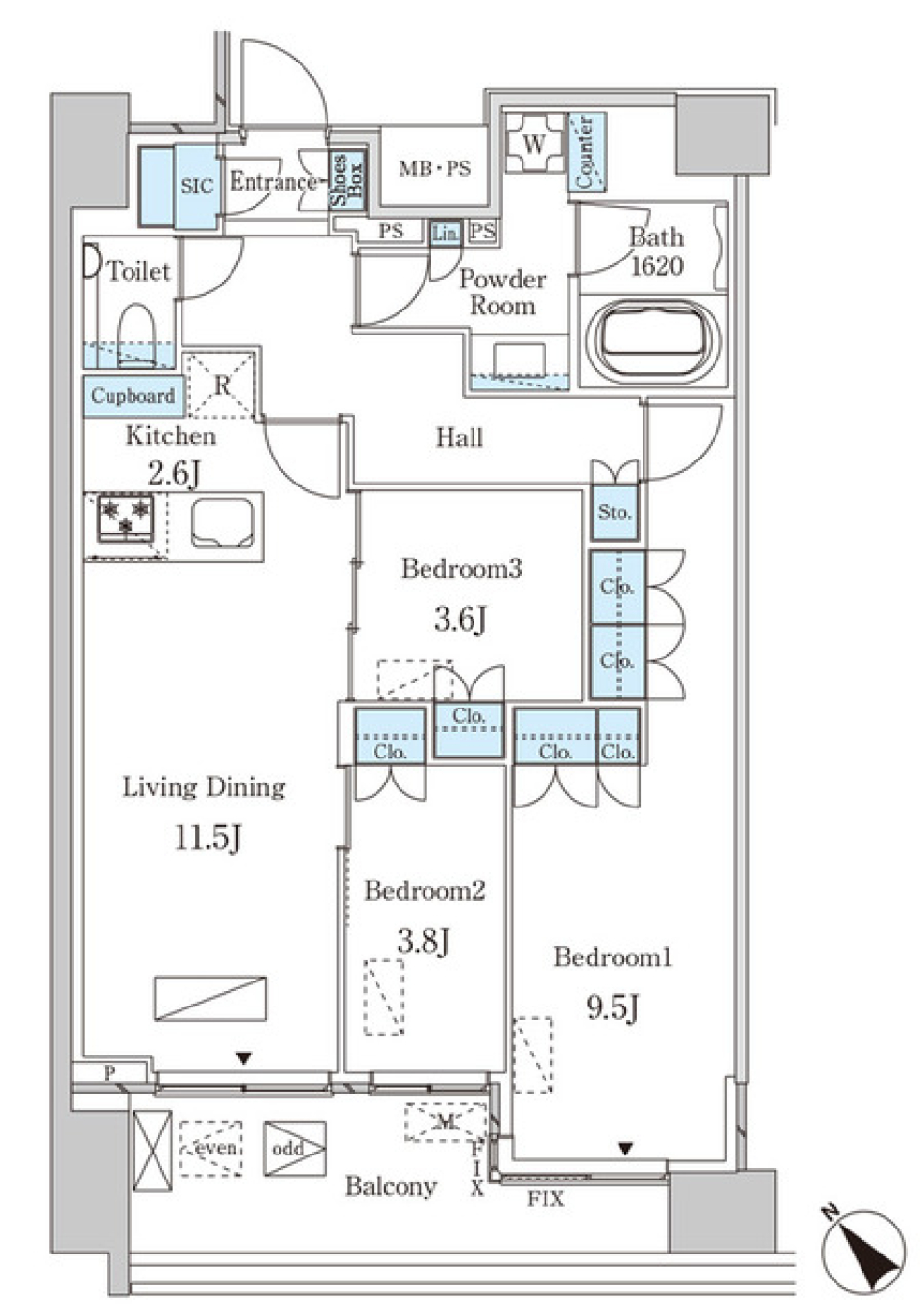 レガシス中目黒　1403号室［ペット可］の間取り図