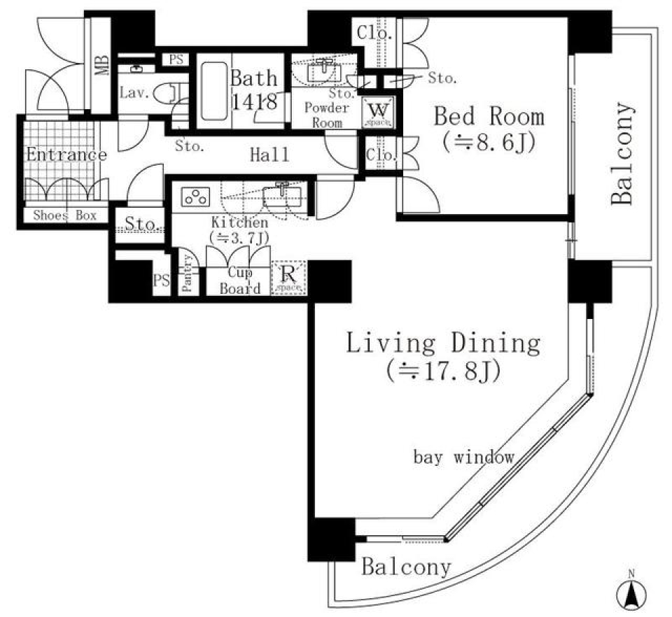 リバーポイントタワー　1005号室の間取り図