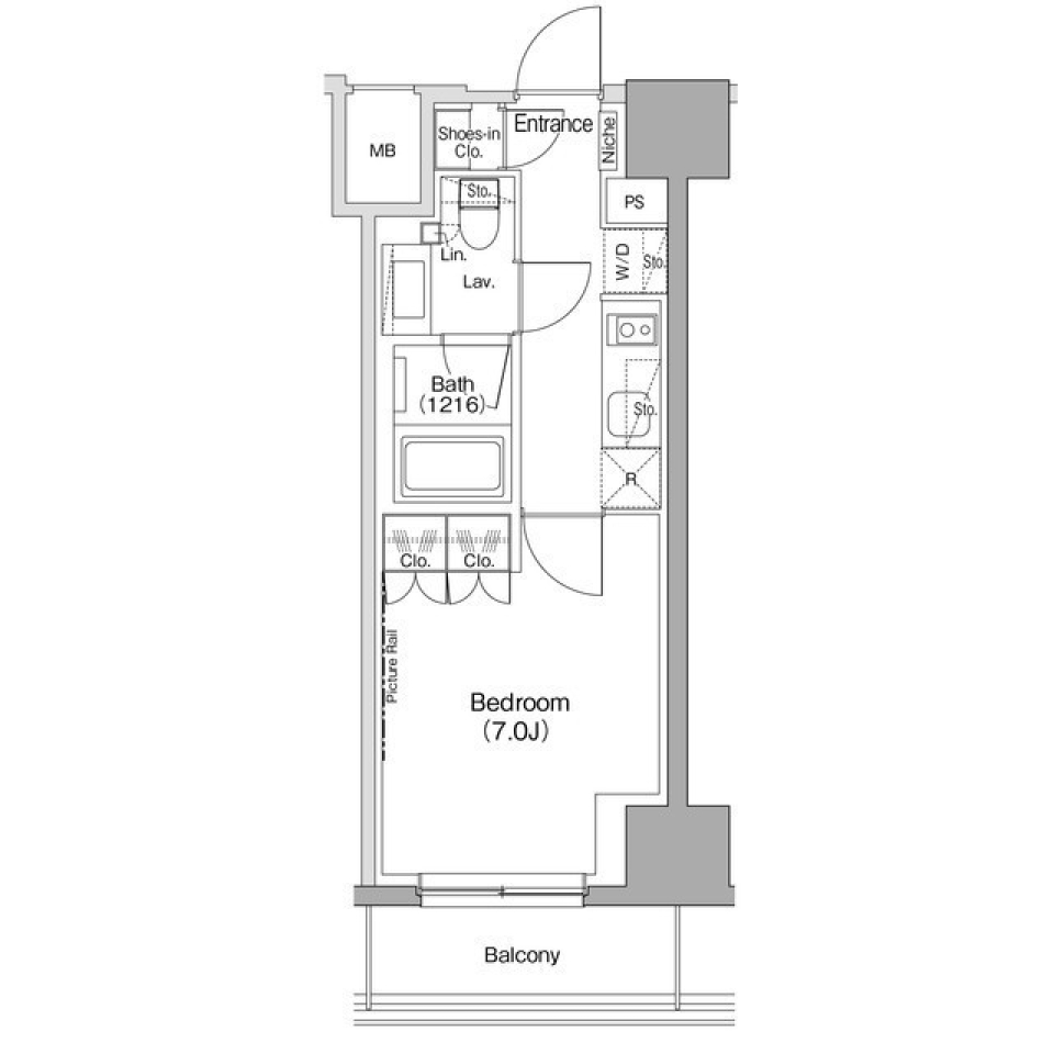 ザ・パークハビオ五反田　703号室［ペット可］の間取り図