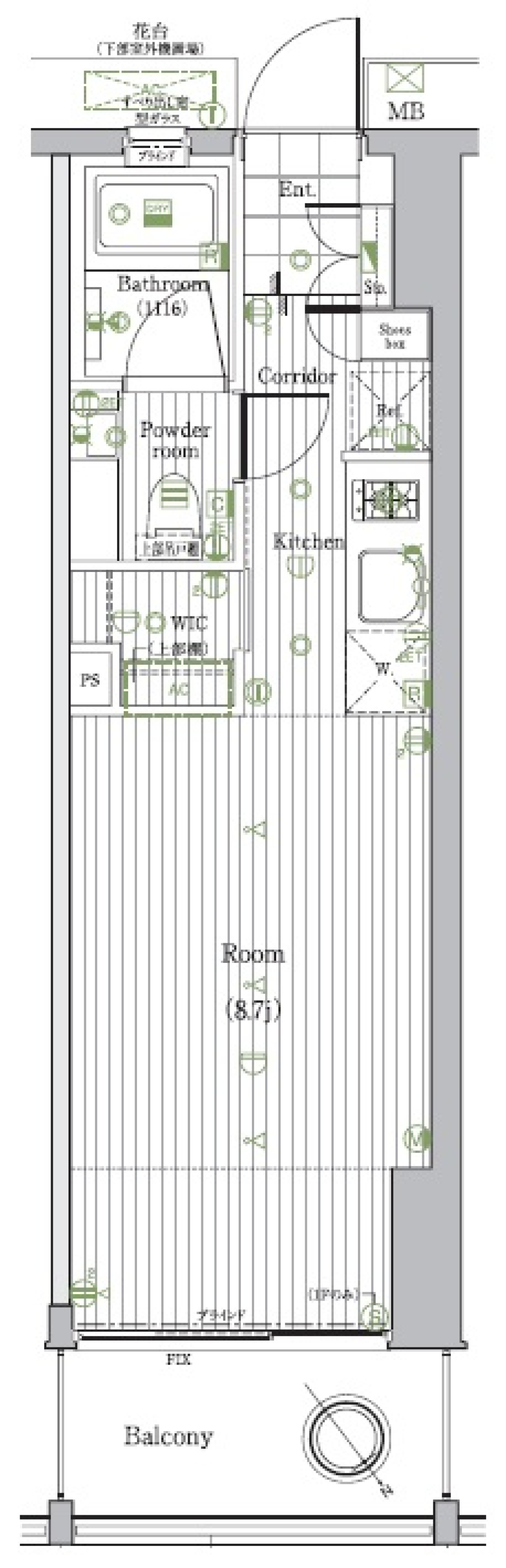 PREMIUM CUBE 元代々木　102号室の間取り図