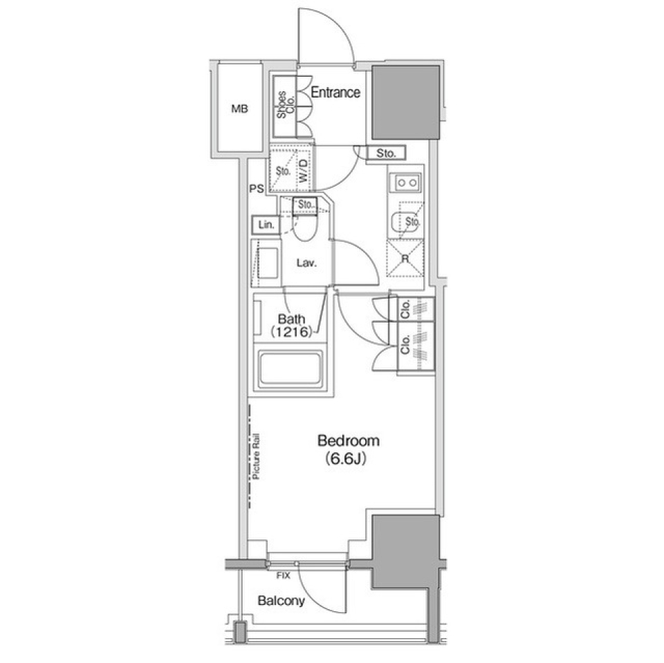 ザ・パークハビオ麻布十番　1504号室［ペット可］の間取り図