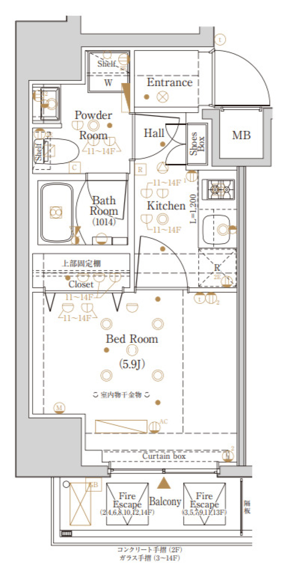 Log登戸Station／ログ登戸ステーション　1201号室［ペット可］の間取り図