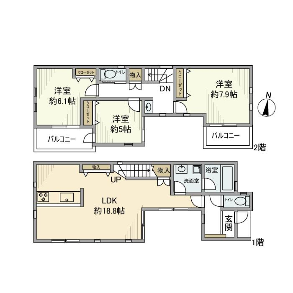 田柄戸建の間取り図
