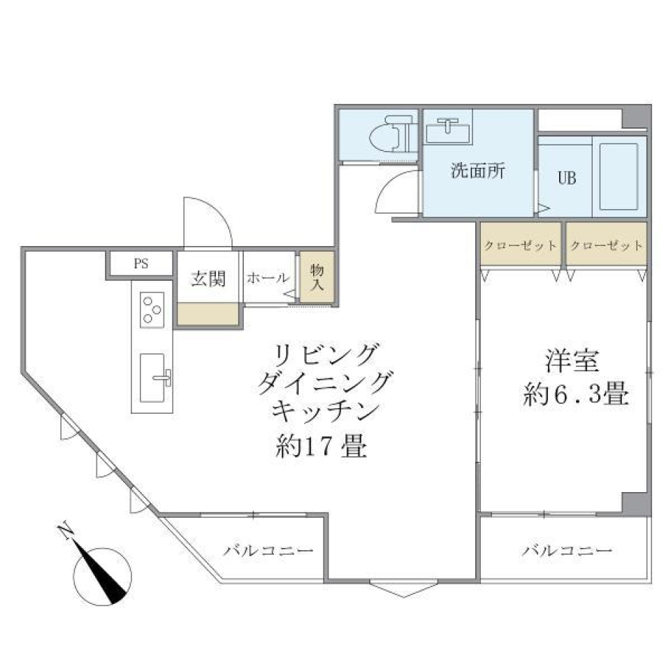 Ｂｌｏｏｍ　Ｓｔａｇｅ　ＡＫＡＢＡＮＥ　201号室の間取り図
