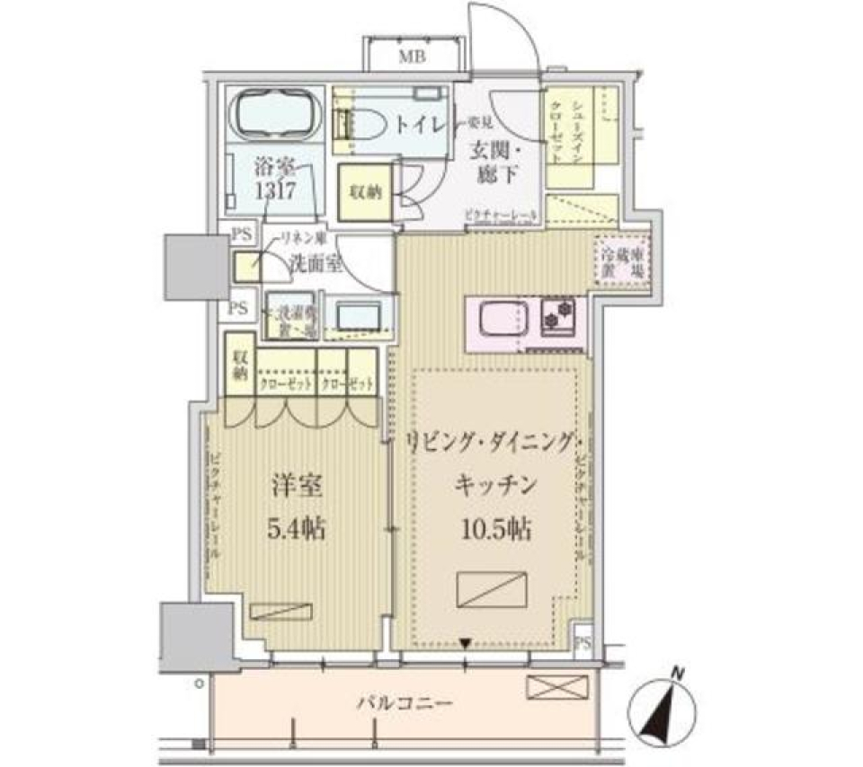 パークアクシス赤坂見附　1303号室［ペット可］の間取り図