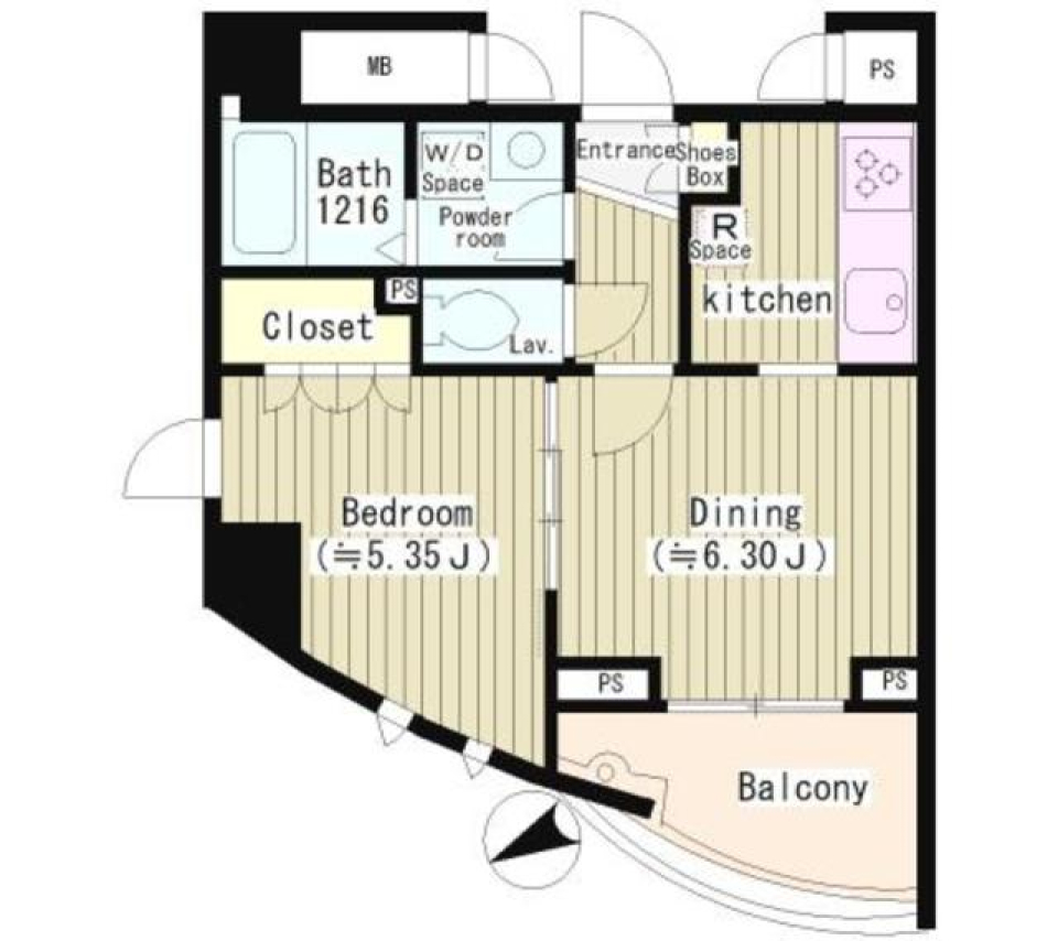 アーレア戸越公園　1401号室の間取り図