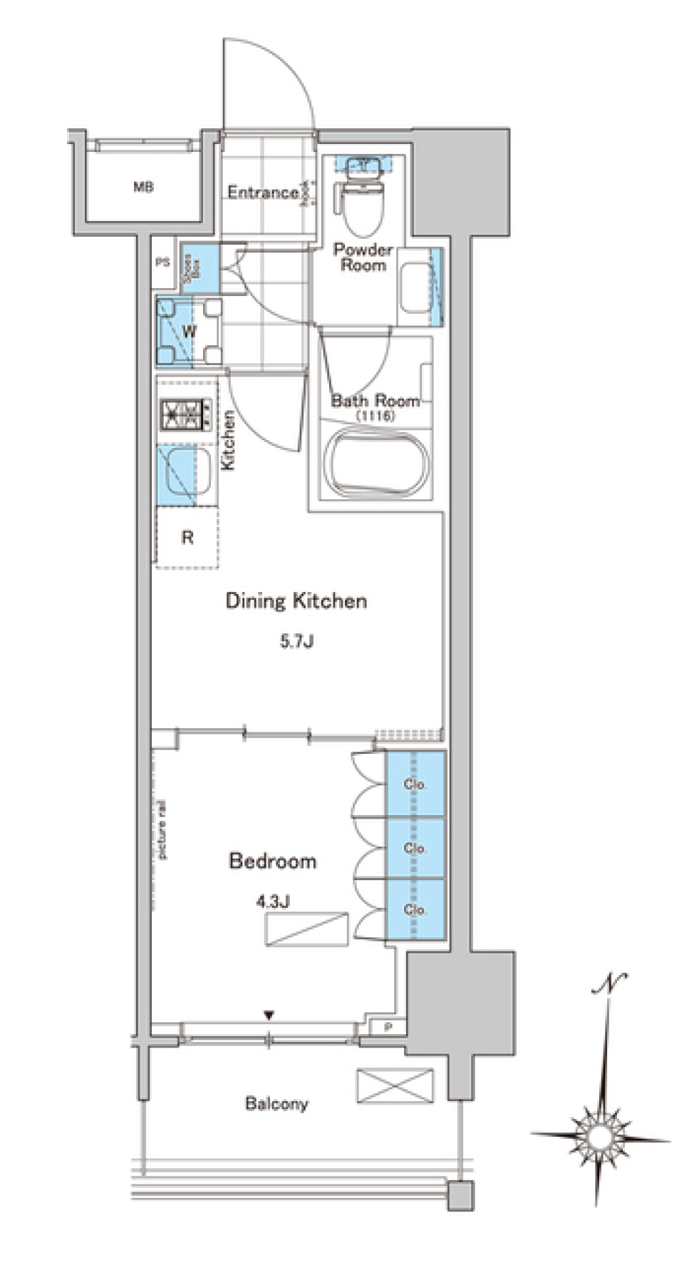 ルフォンプログレ清澄白河プレミア　1106号室［ペット可］の間取り図