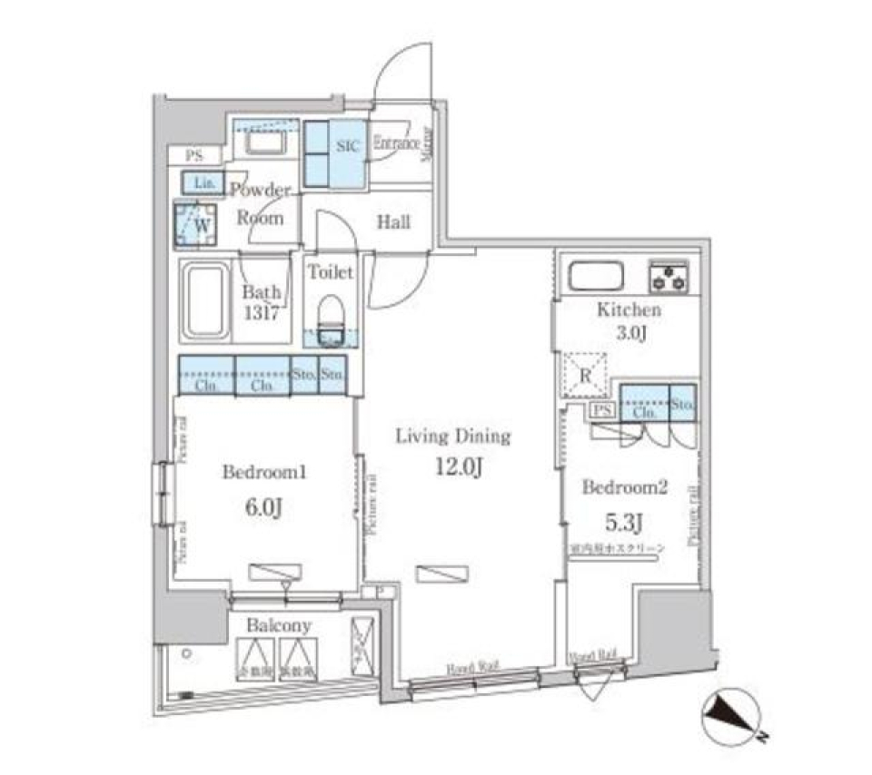 パークアクシス日本橋堀留町　1001号室［ペット可］の間取り図