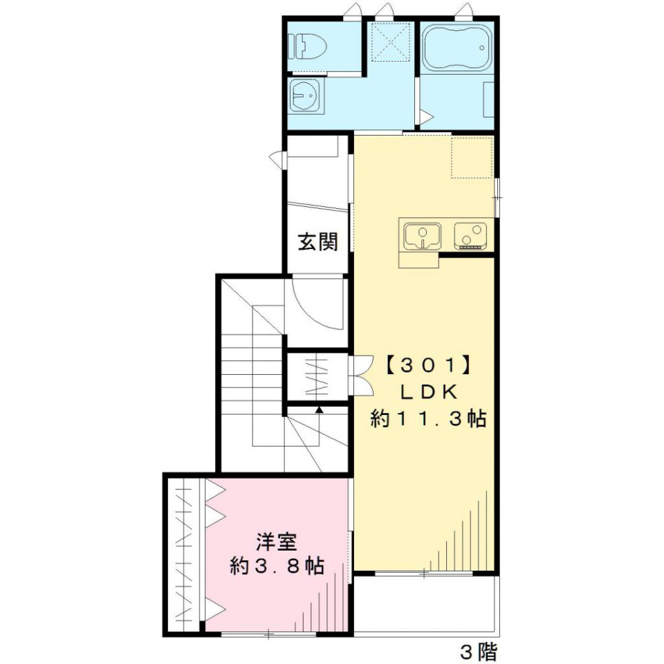 アークヴィラ世田谷　301号室［ペット可］の間取り図