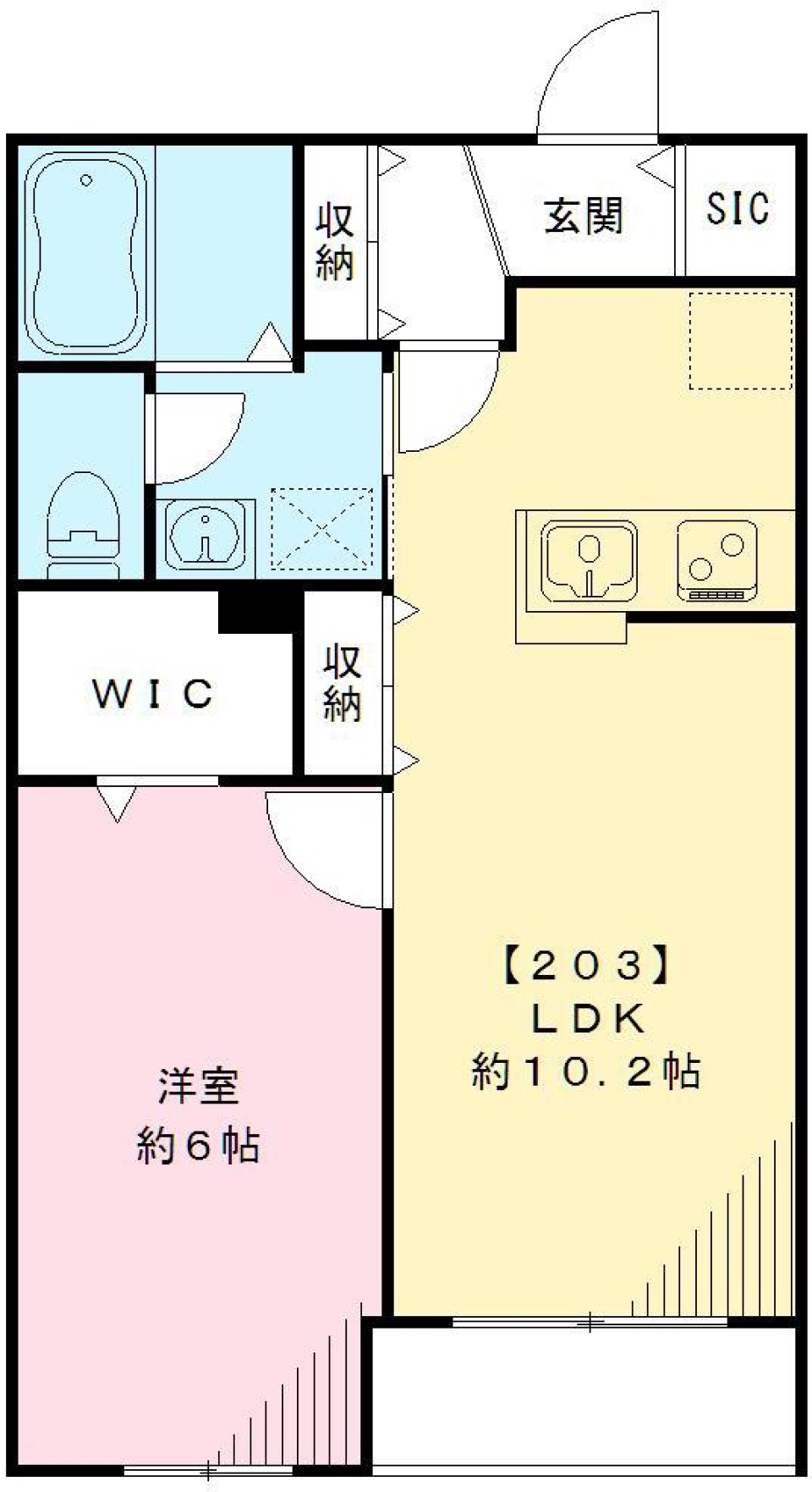 サンジュエル松原　203号室の間取り図
