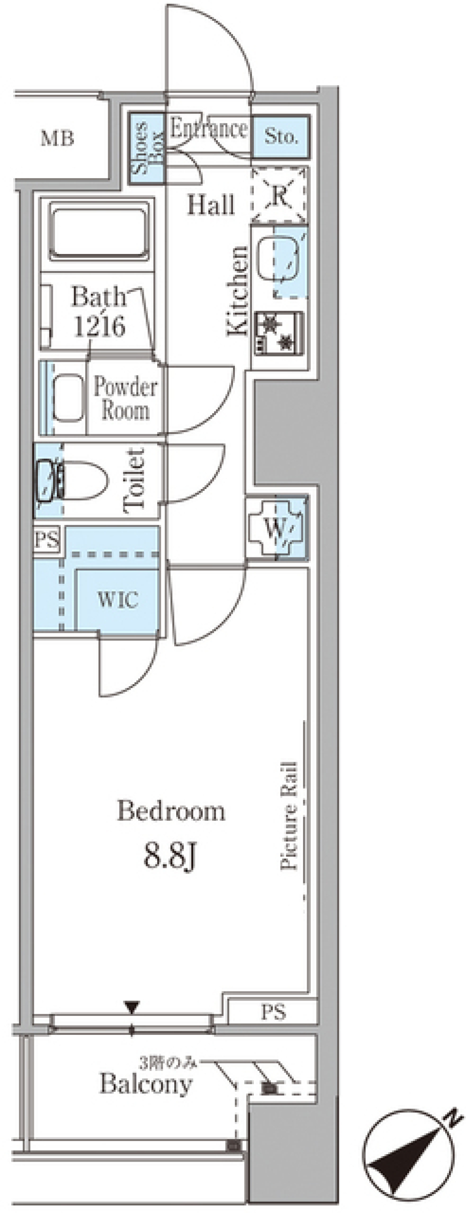 ルビア赤坂　904号室　の間取り図