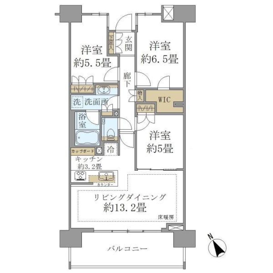 クレヴィア蘆花公園　303号室の間取り図
