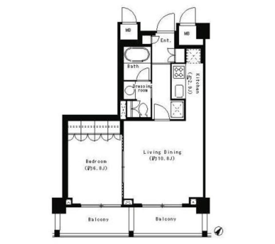 パークキューブ目黒タワー　512号室の間取り図