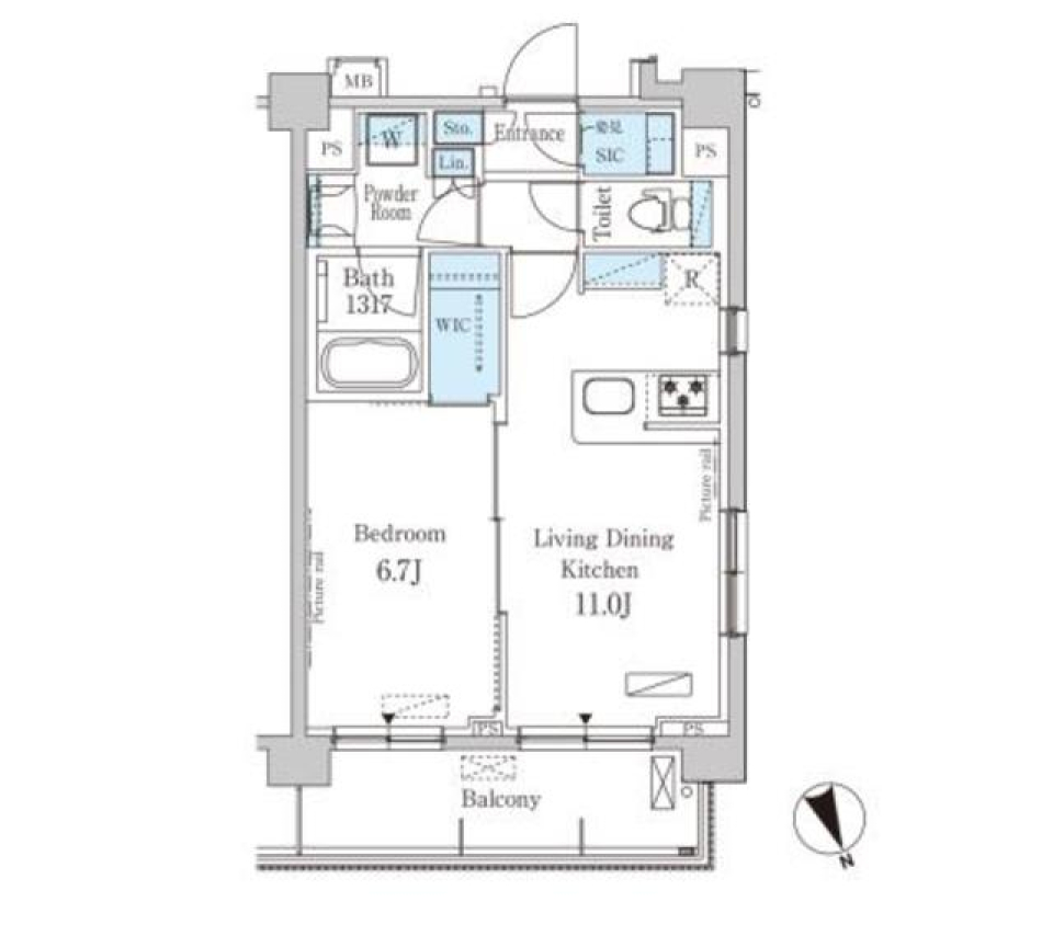 パークアクシス駒込ＨＩＬＬＴＯＰ　308号室［ペット可］の間取り図