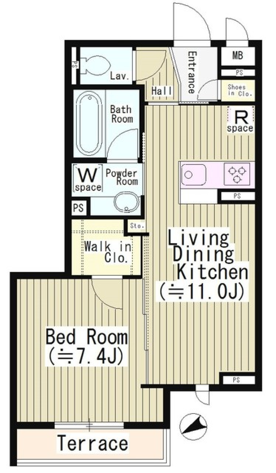 カーサヴェルデ富ヶ谷　206号室の間取り図