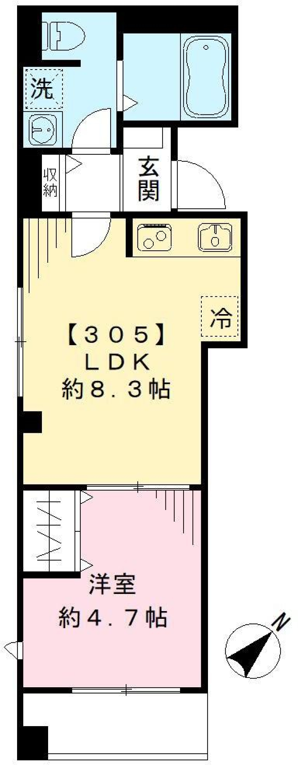パピエ旗の台　305号室の間取り図