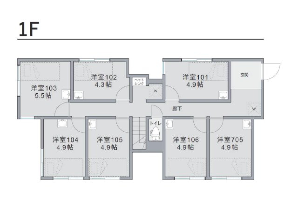 わんにゃんハウス小金井　103号室［ペット可］の間取り図