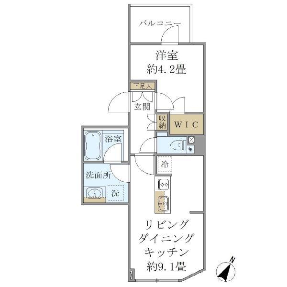 ＣＯＭＰＯＳＩＴＥ高輪　402号室の間取り図
