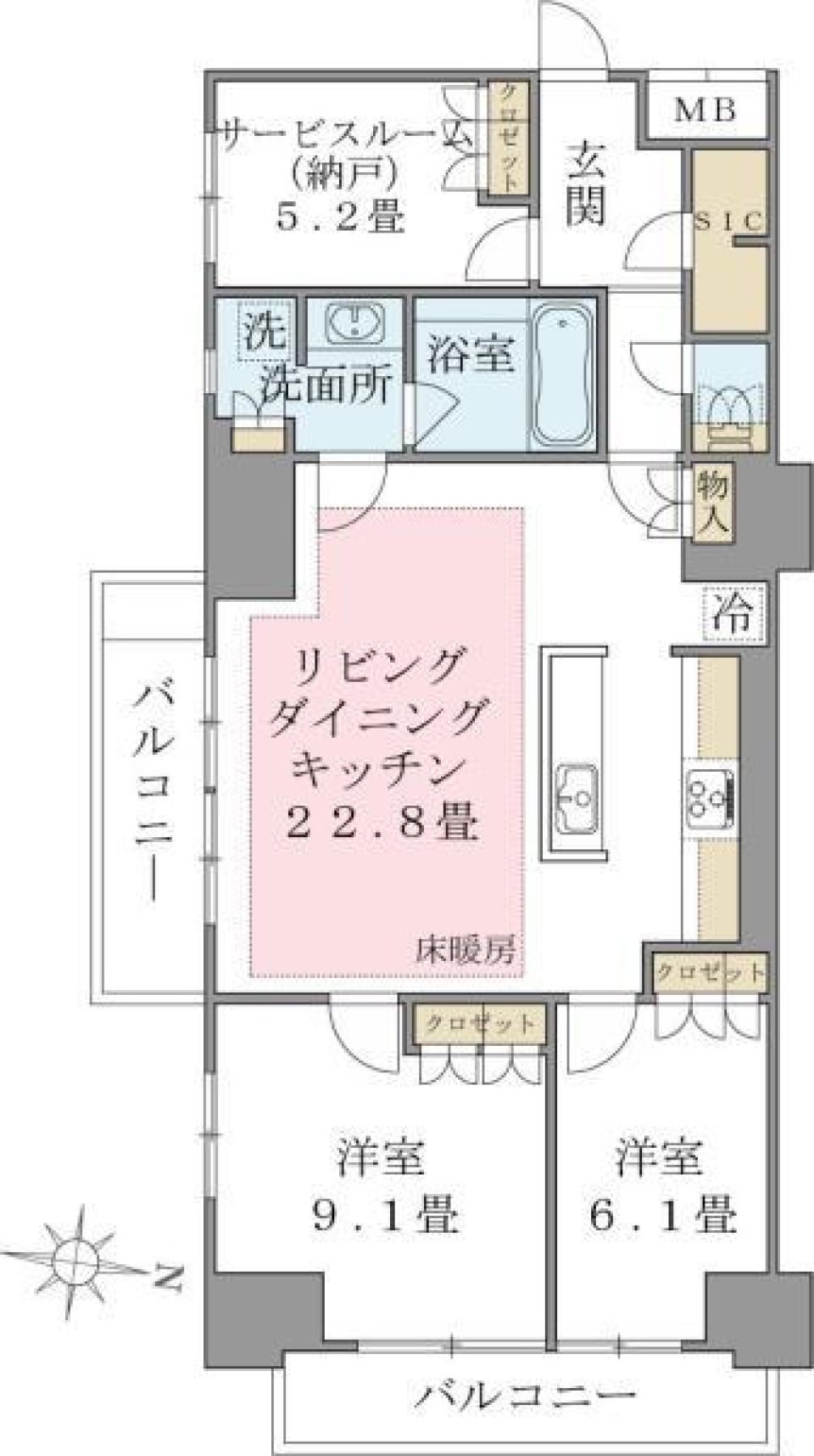 Ｂｒｉｌｌｉａ　ｉｓｔ　東雲キャナルコート　214号室の間取り図