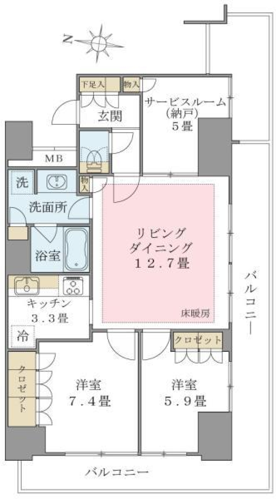 Ｂｒｉｌｌｉａ　ｉｓｔ　東雲キャナルコート　1013号室の間取り図
