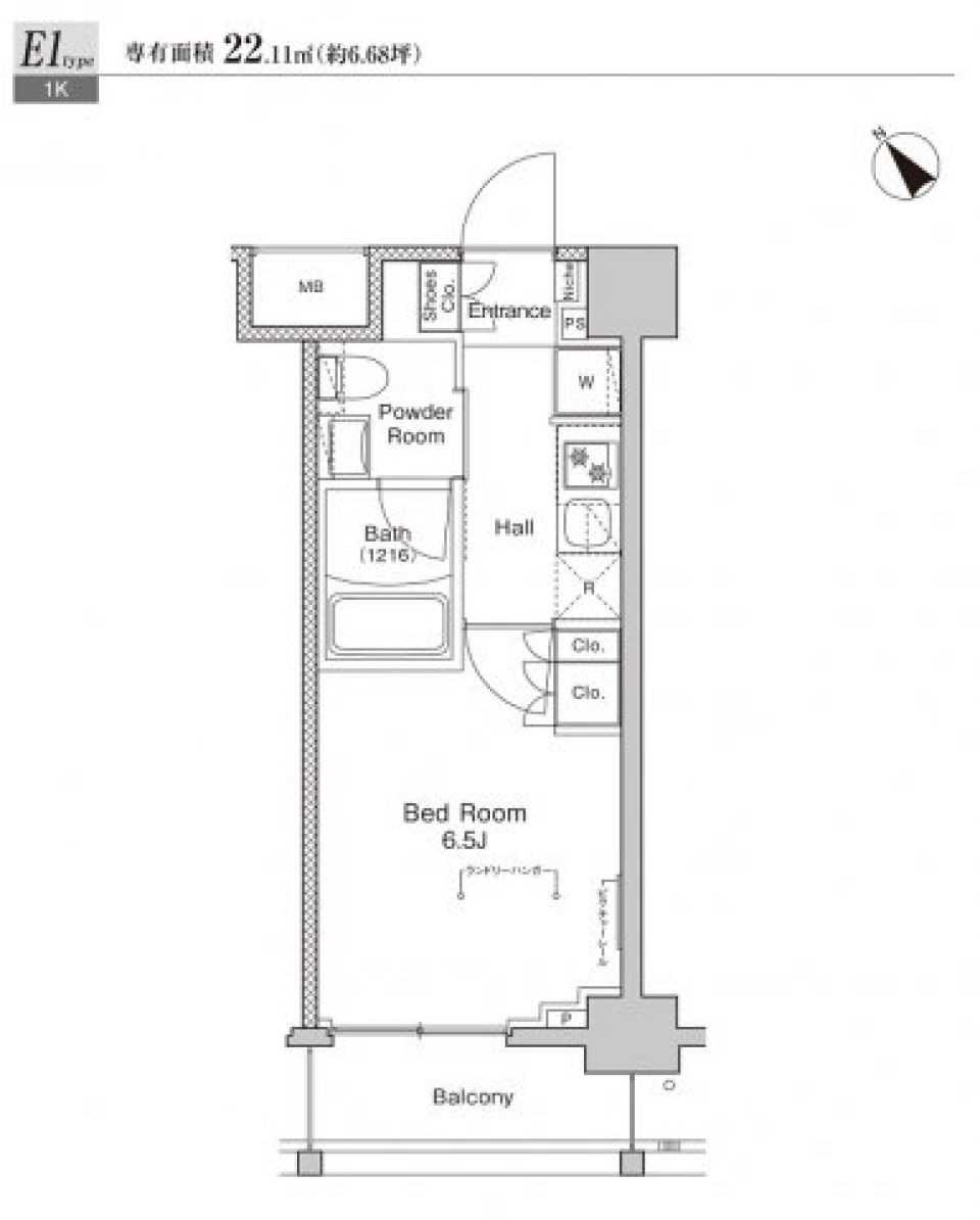 プラウドフラット戸越公園　202号室［ペット可］の間取り図