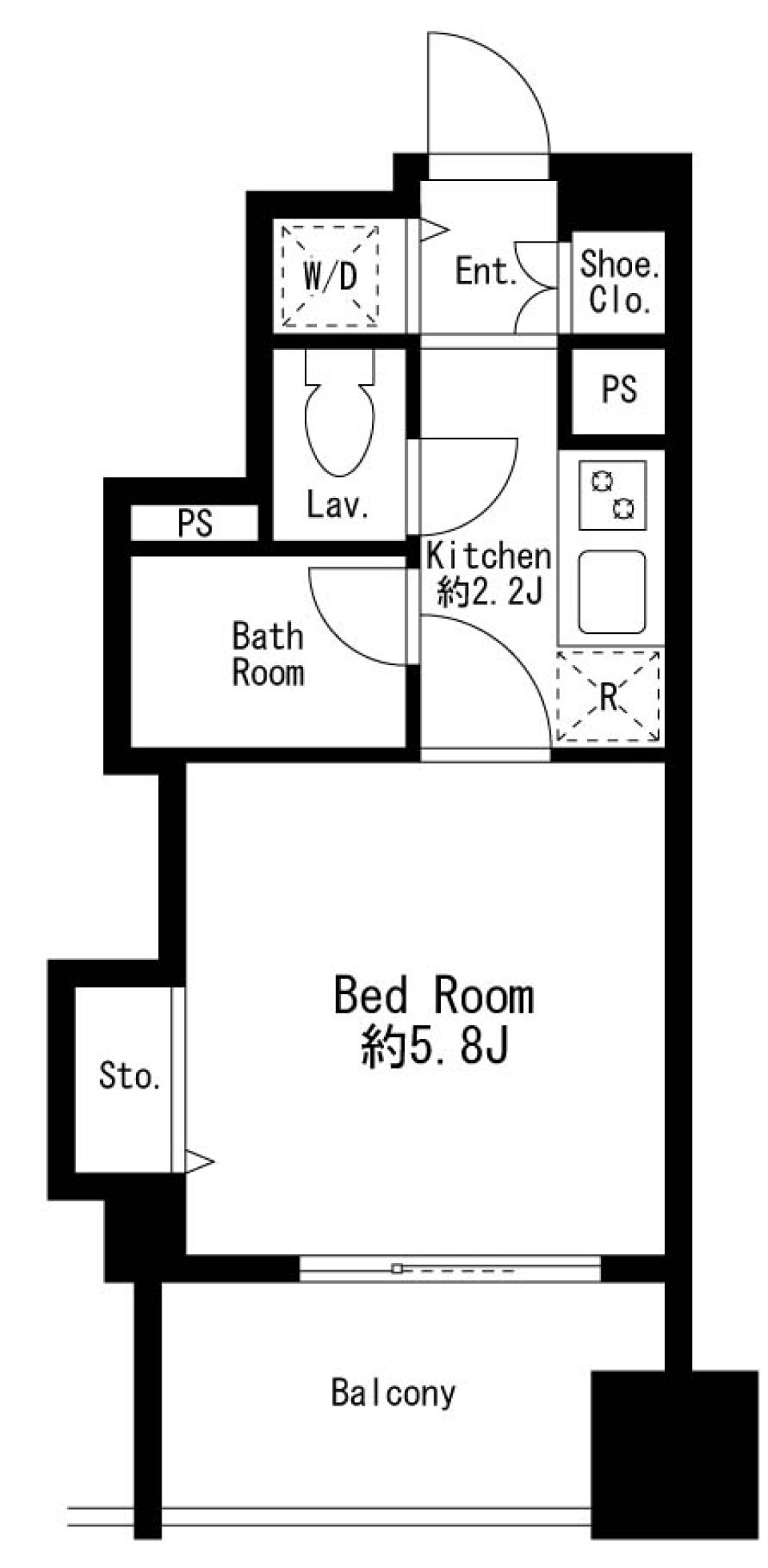 プライムアーバン日本橋茅場町　808号室［ペット可］の間取り図