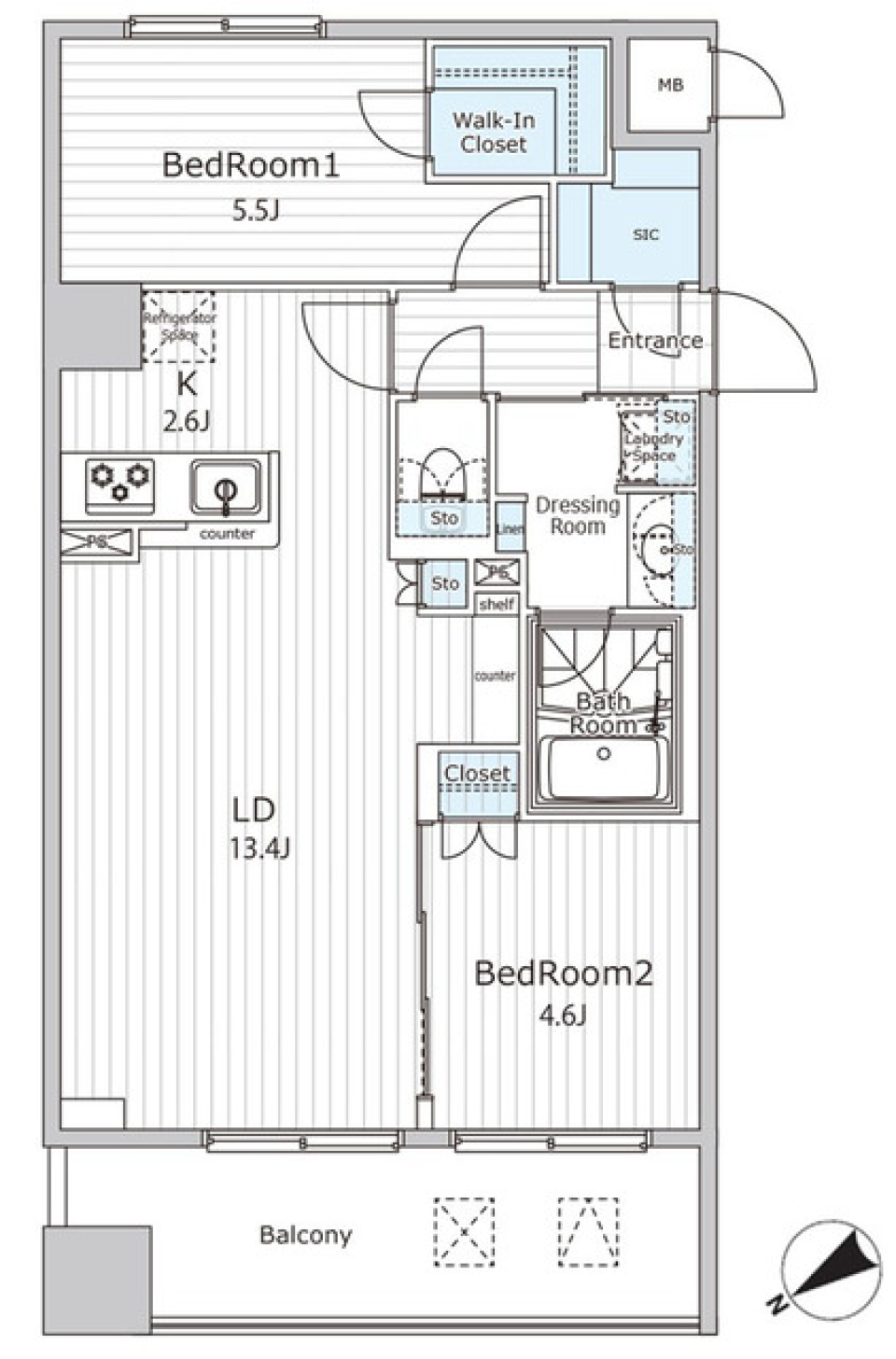 ビエラコート日本橋久松町　401号室［新築］［ペット可］の間取り図