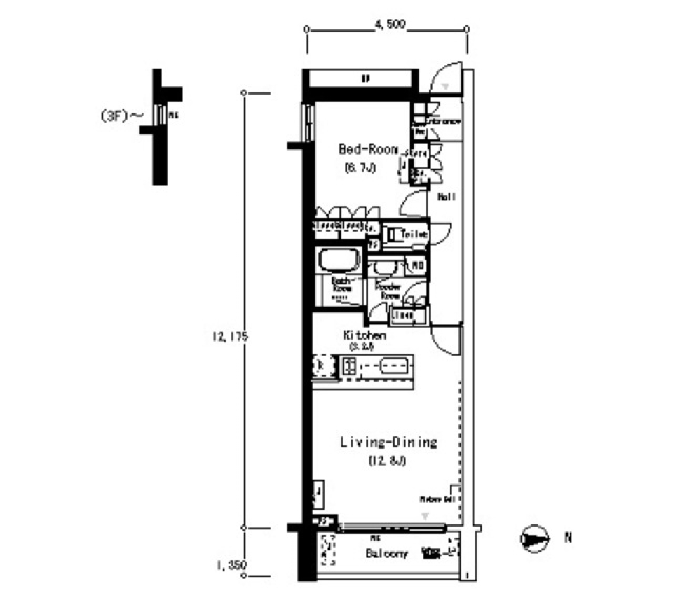 フロンティアレジデンス南麻布　611号室［ペット可］の間取り図