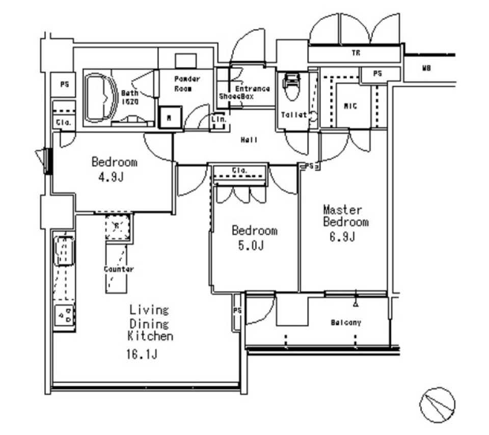 ＭＦＰＲ目黒タワー　201号室［ペット可］の間取り図