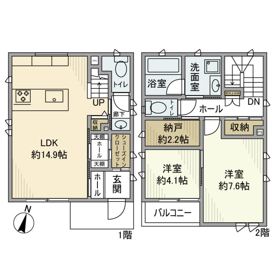 上用賀戸建の間取り図