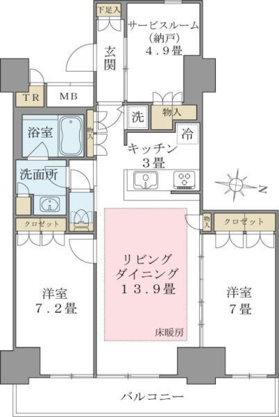 Ｂｒｉｌｌｉａ　ｉｓｔ　東雲キャナルコート　1020号室の間取り図