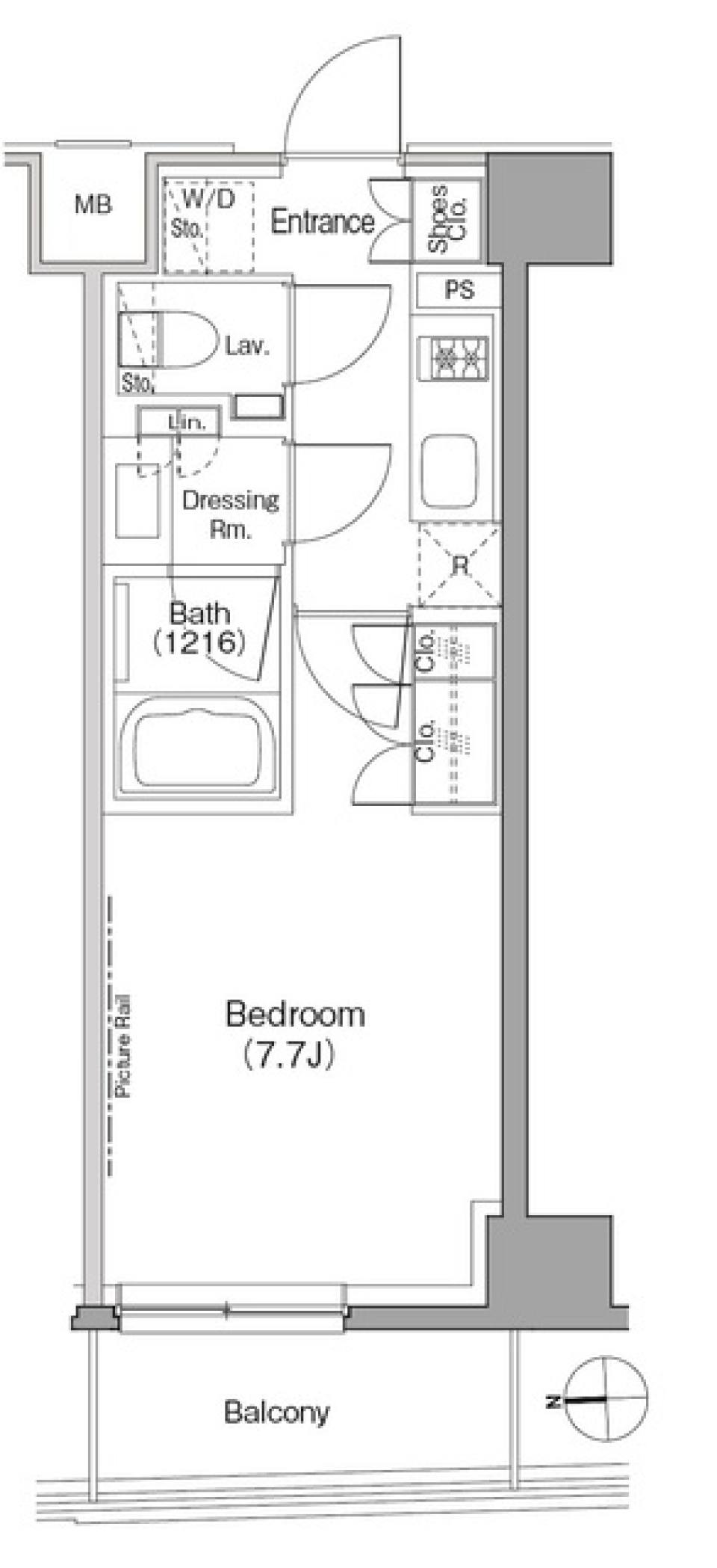 ザ・パークハビオ根岸三丁目　405号室［ペット可］の間取り図