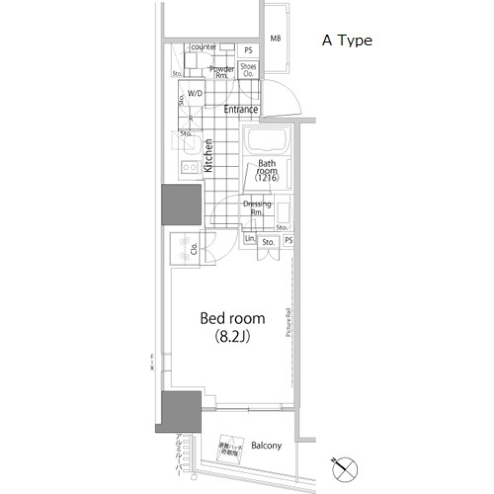 パークハビオ赤坂タワー 907［ペット可］の間取り図
