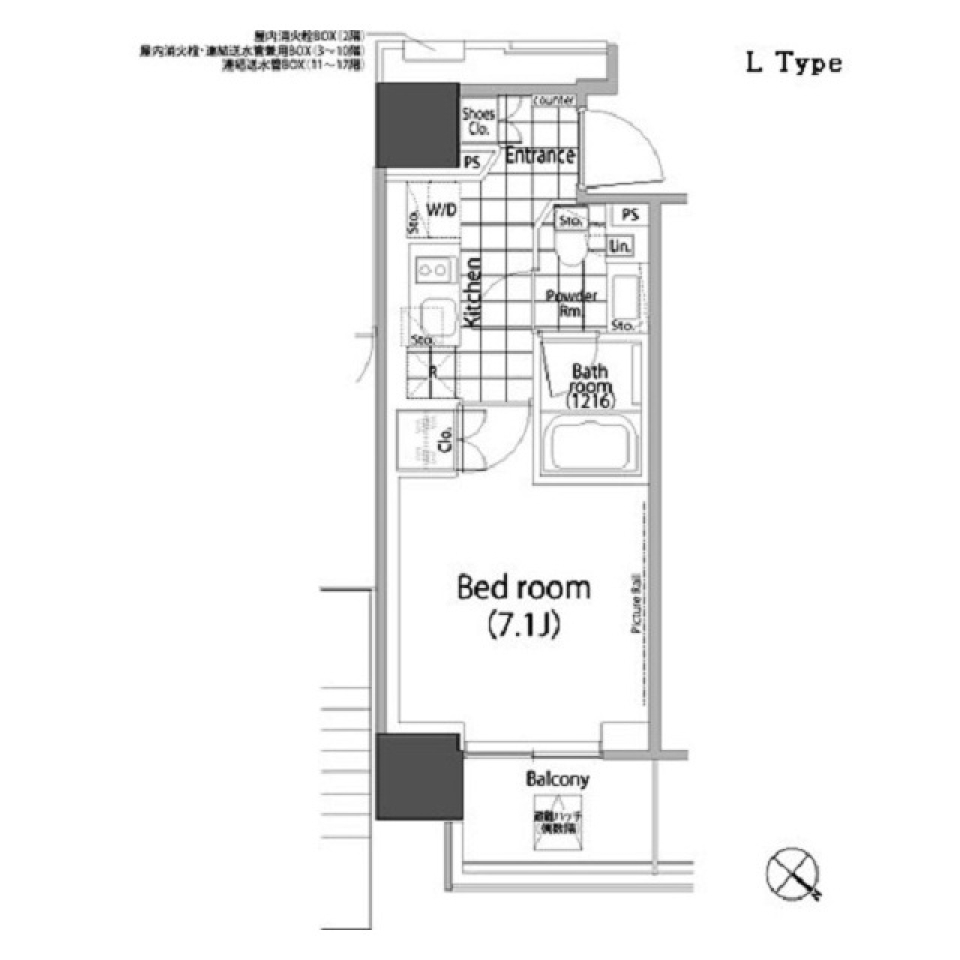 パークハビオ赤坂タワー　1601号室［ペット可］の間取り図