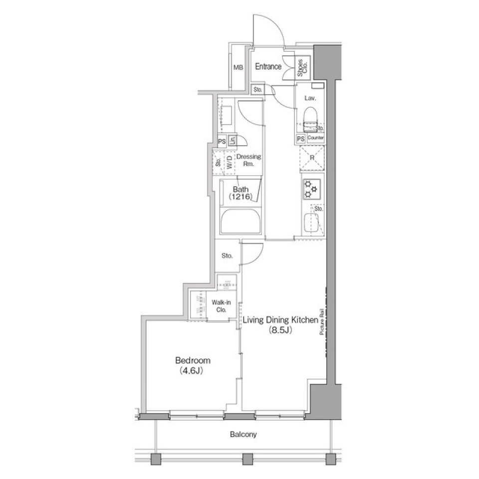 ザ・パークハビオ日本橋箱崎町　202号室［ペット可］の間取り図