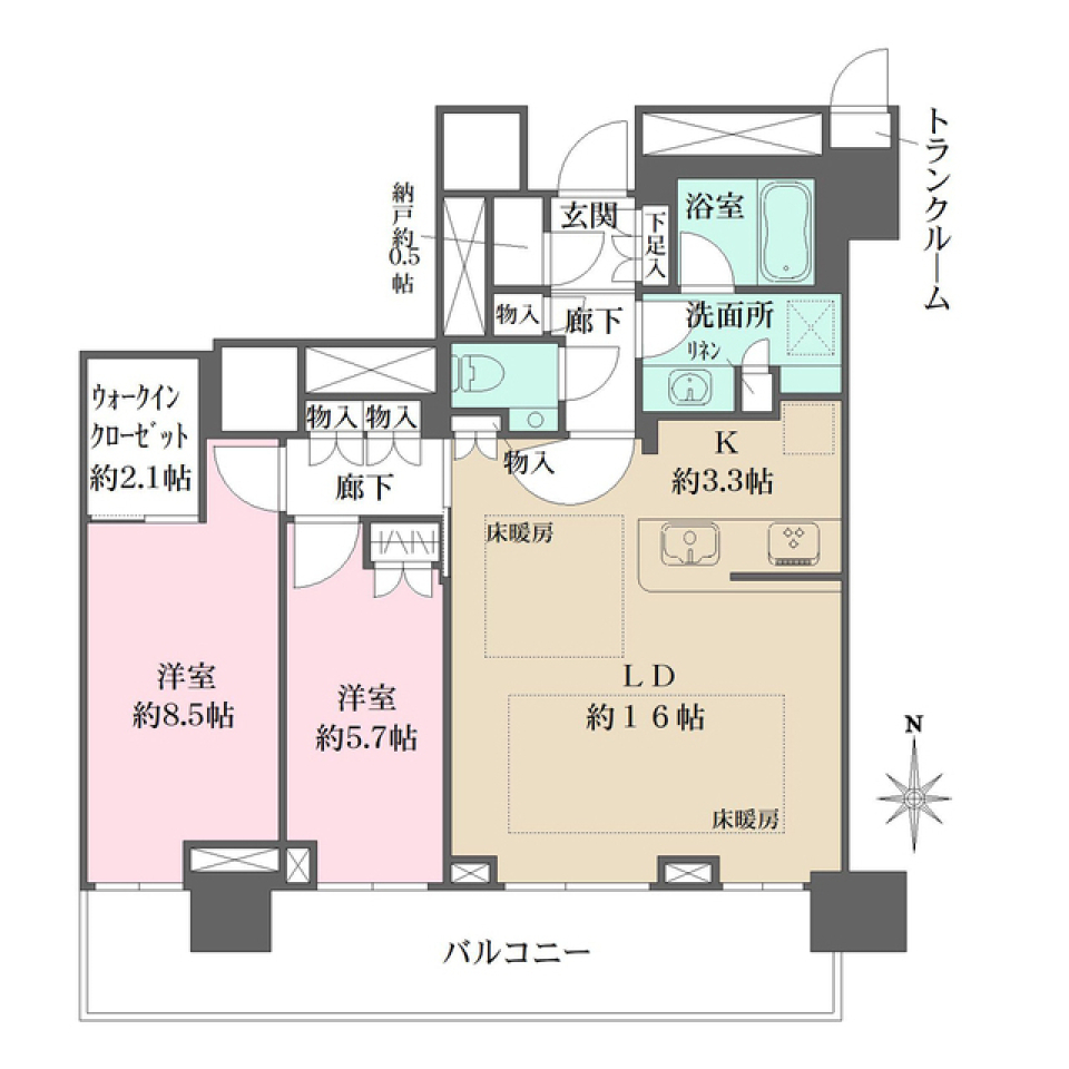 ザ・パークハウス晴海タワーズ　ティアロレジデンス　4506号室［ペット可］の間取り図