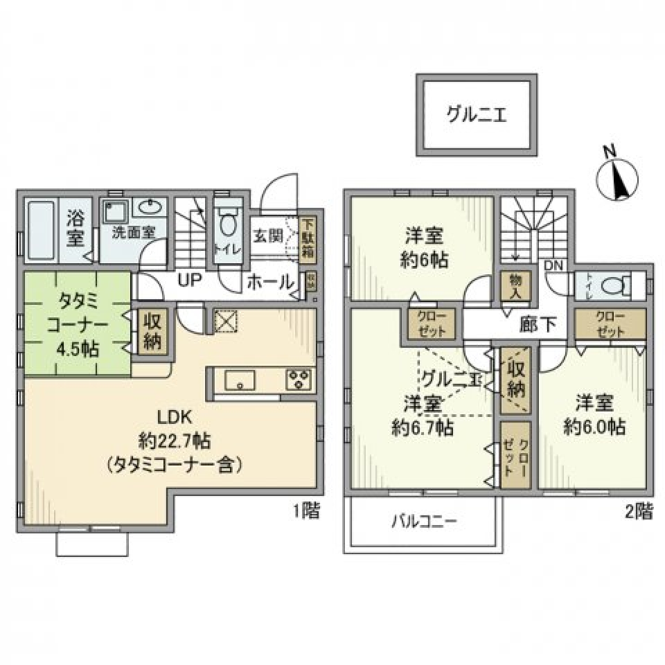 富士塚戸建の間取り図