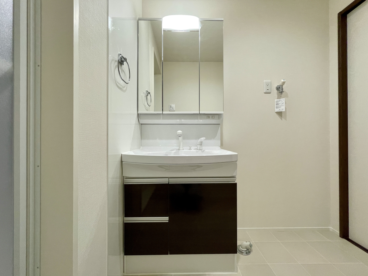 意外と物が増える洗面台回り。ここも収納多め