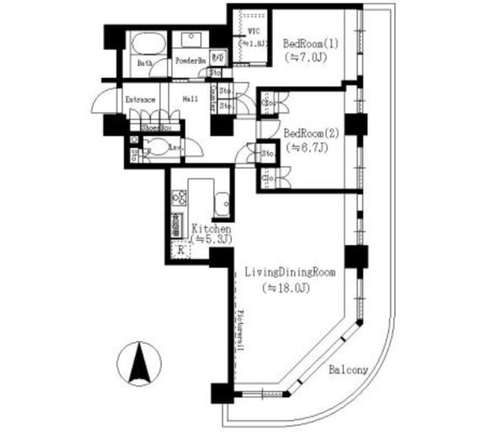 リバーポイントタワー　3104号室の間取り図