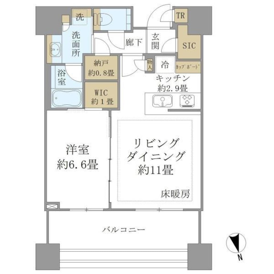 白金ザ・スカイ東棟　E2713号室の間取り図