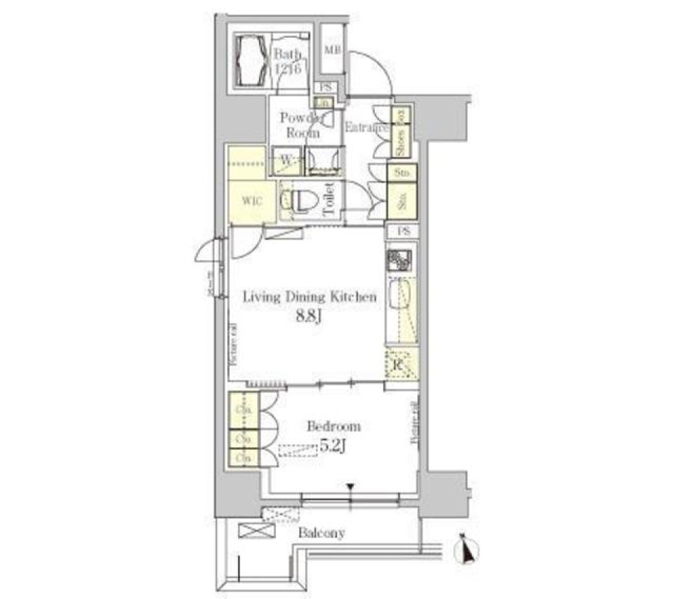 パークアクシス秋葉原Ｅａｓｔ　1204号室［ペット可］の間取り図