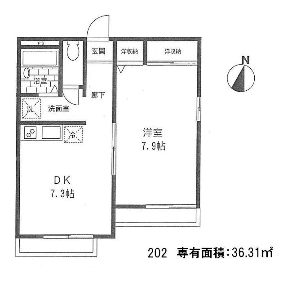 ヴァン・ヴェール上井草　202号室の間取り図