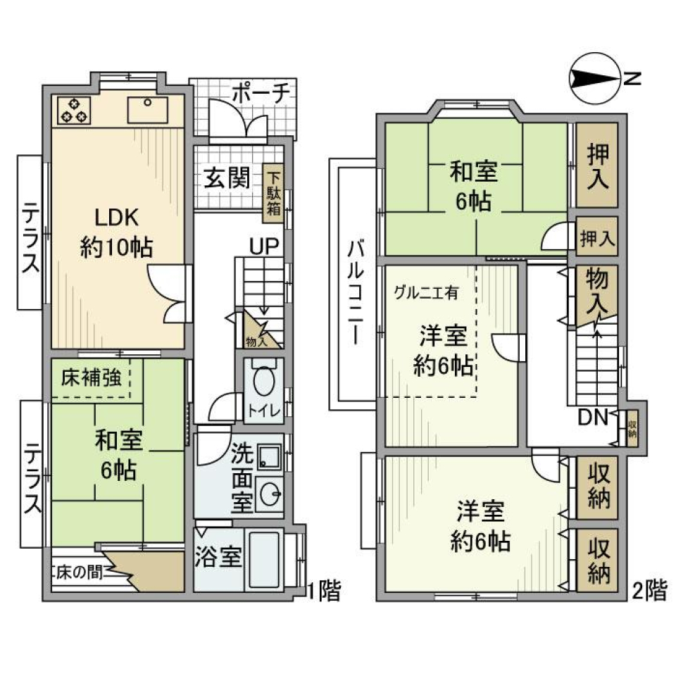 中里戸建の間取り図