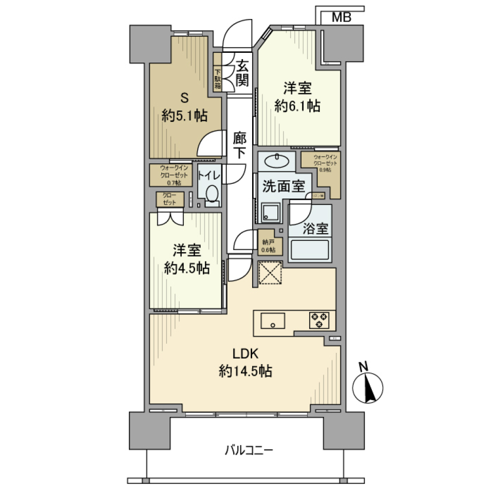 パークホームズ杉並上荻　203号室の間取り図