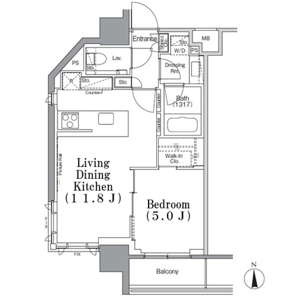 パークハビオ飯田橋　201号室［ペット可］の間取り図
