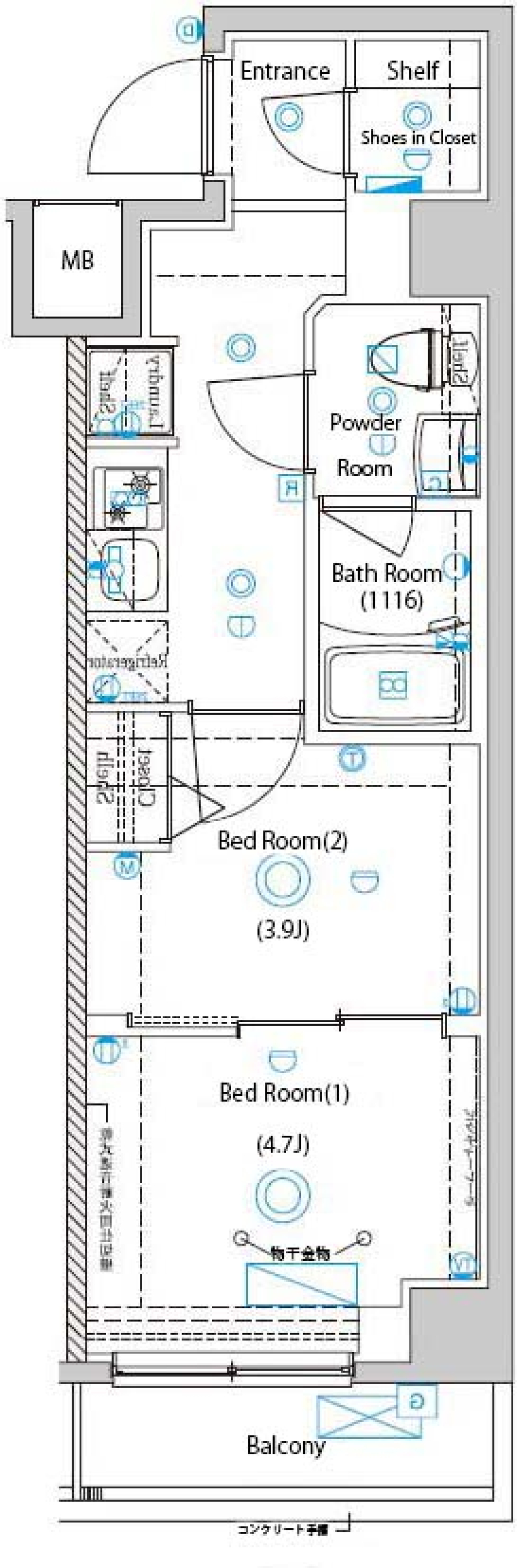 ガリシア目黒大岡山　601号室［ペット可］の間取り図