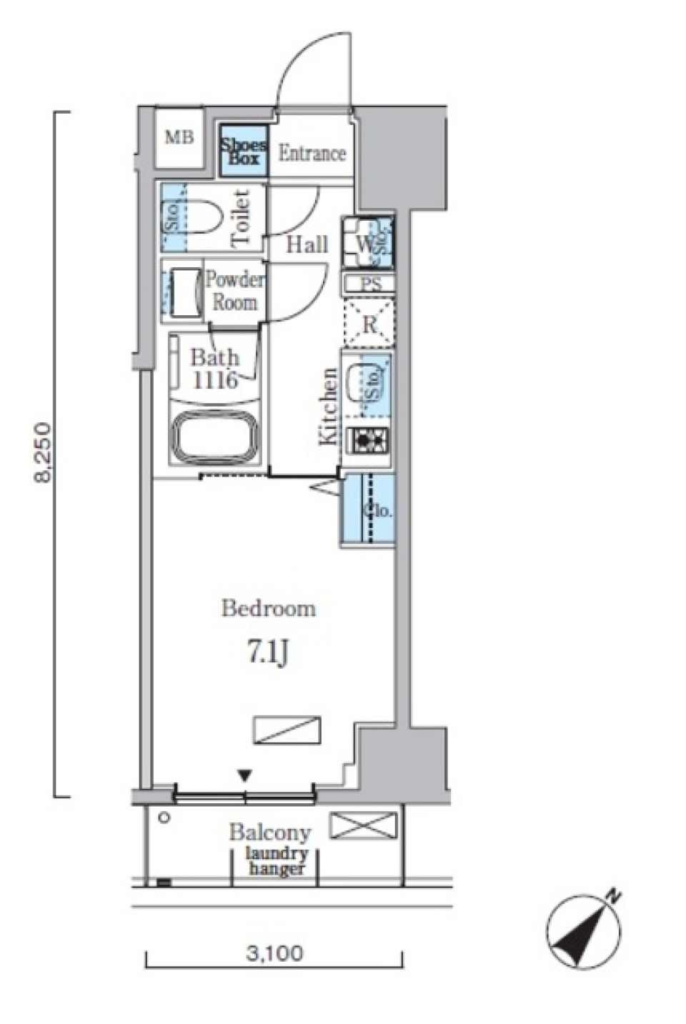 リビオメゾン日本橋浜町公園　402号室［ペット可］の間取り図