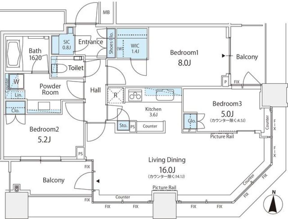 スカイズ　タワー＆ガーデン　3512号室の間取り図