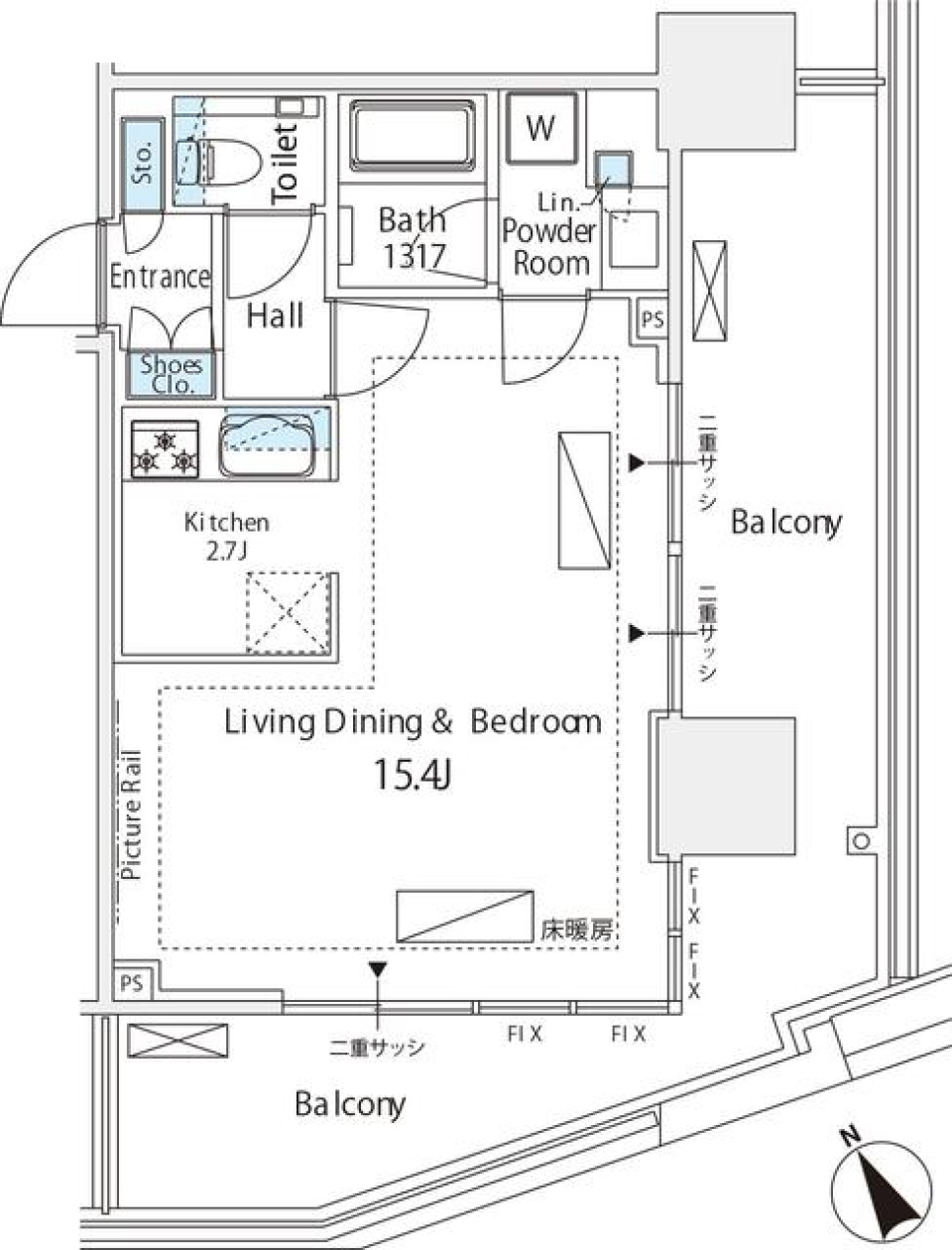 ザ・パークハウス戸越公園タワー　305号室［新築］の間取り図