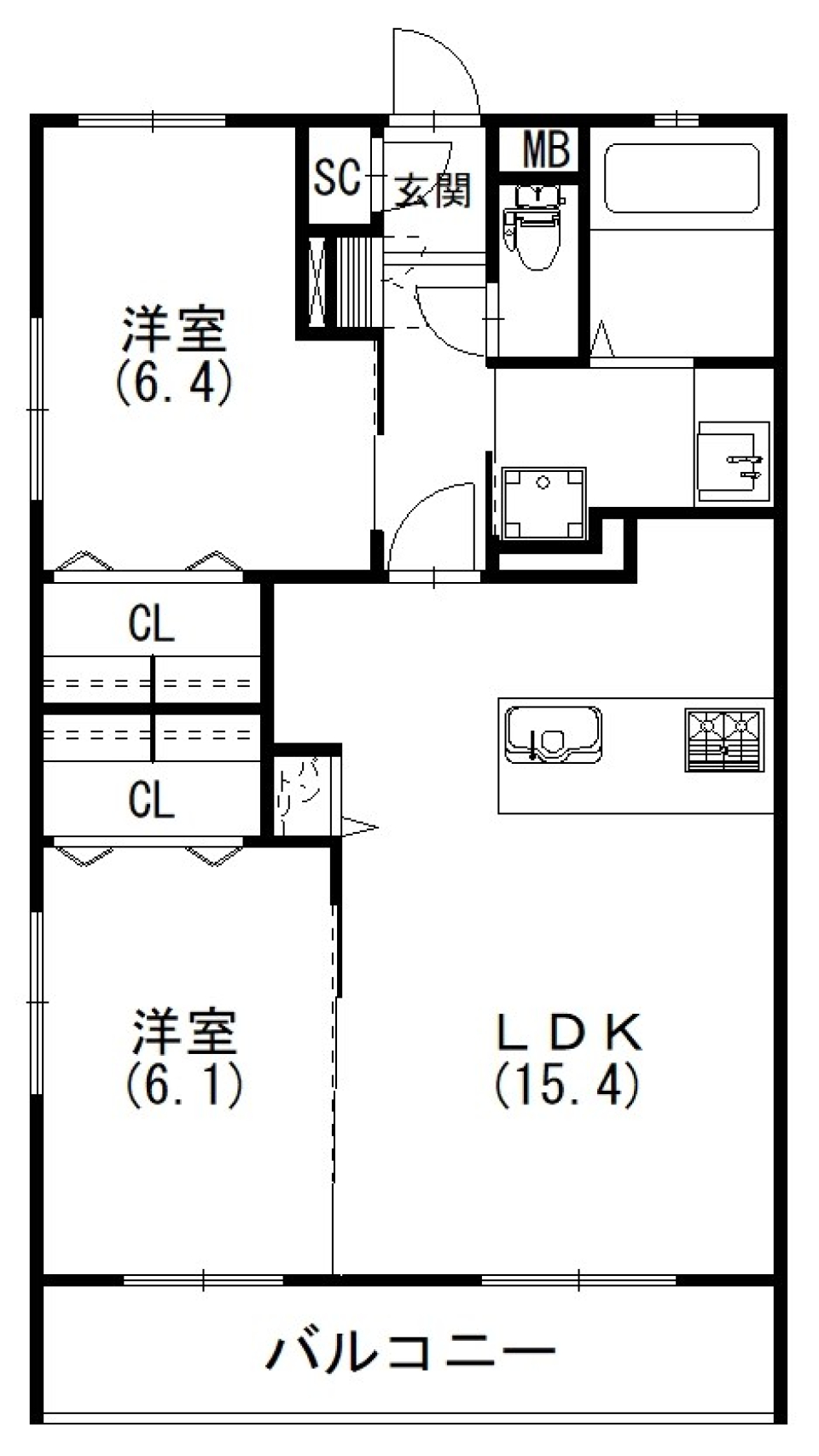 広々としたLDKが魅力の間取り図